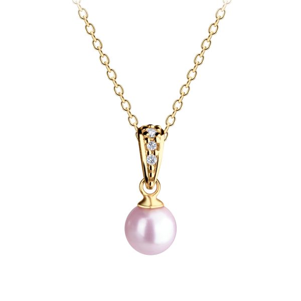 14K Gold-Plated Children’s Pink Pearl Necklace for Kids