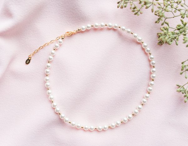 14K Gold-Plated Simulated Pearl Necklace for Kids