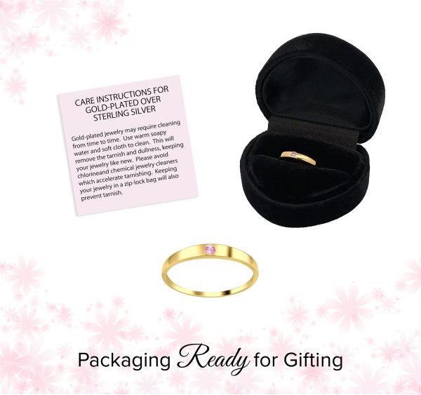 14K Gold-Plated Baby Ring with Pink or Clear CZ for Kids