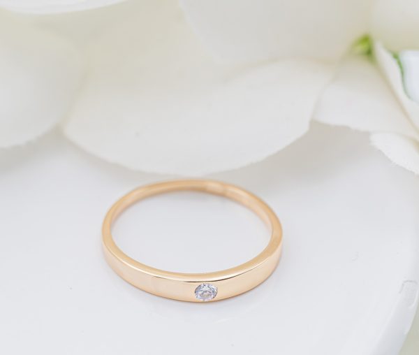14K Gold-Plated Baby Ring with Pink or Clear CZ for Kids