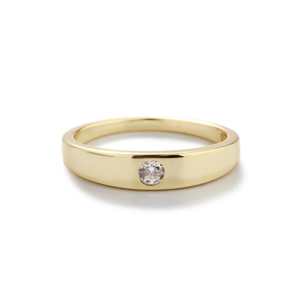 14K Gold-Plated Baby Ring with Pink or Clear CZ for Kids
