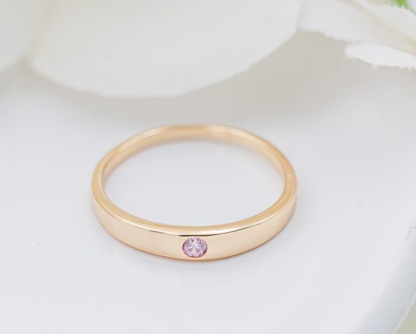 14K Gold-Plated Baby Ring with Pink or Clear CZ for Kids