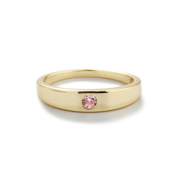 14K Gold-Plated Baby Ring with Pink or Clear CZ for Kids