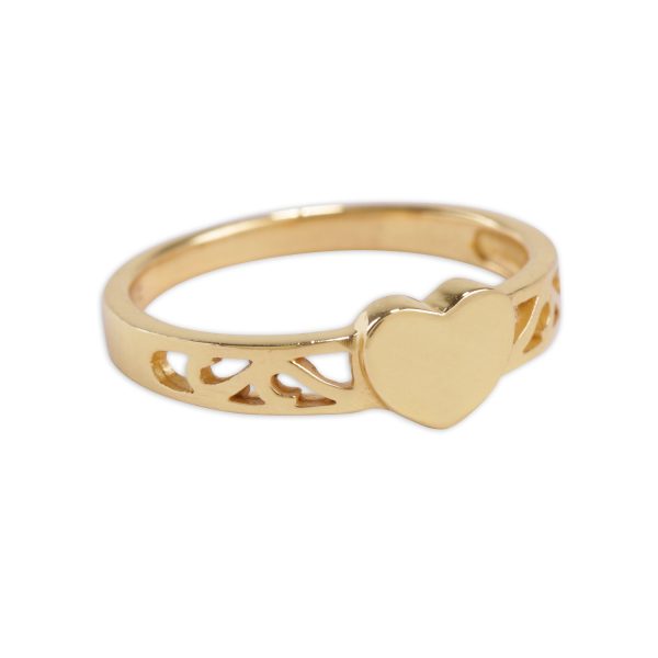 14K Gold Plated Baby Heart Ring – Engraved Initial Heart Ring