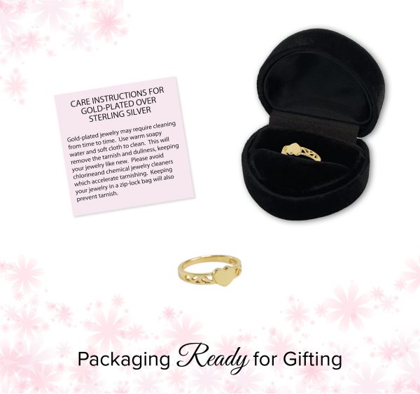 14K Gold Plated Baby Heart Ring – Engraved Initial Heart Ring