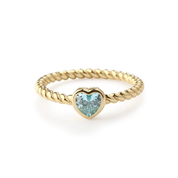 Children’s 14k Gold-Plated Ring with Cubic Zirconia Heart Birthstone