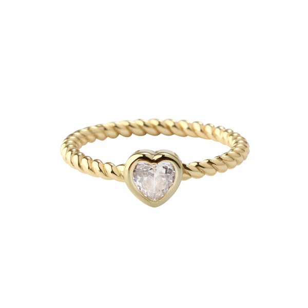 Children’s 14k Gold-Plated Ring with Cubic Zirconia Heart Birthstone