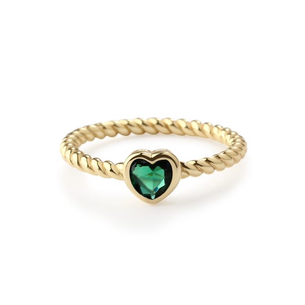 Children’s 14k Gold-Plated Ring with Cubic Zirconia Heart Birthstone