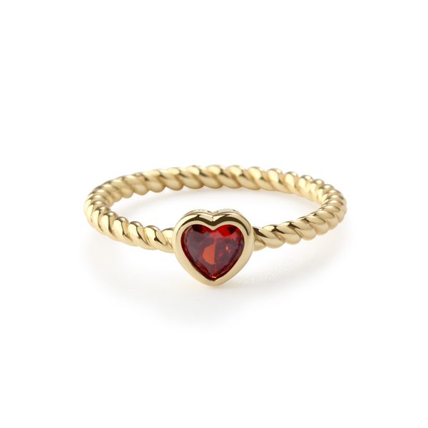 Children’s 14k Gold-Plated Ring with Cubic Zirconia Heart Birthstone