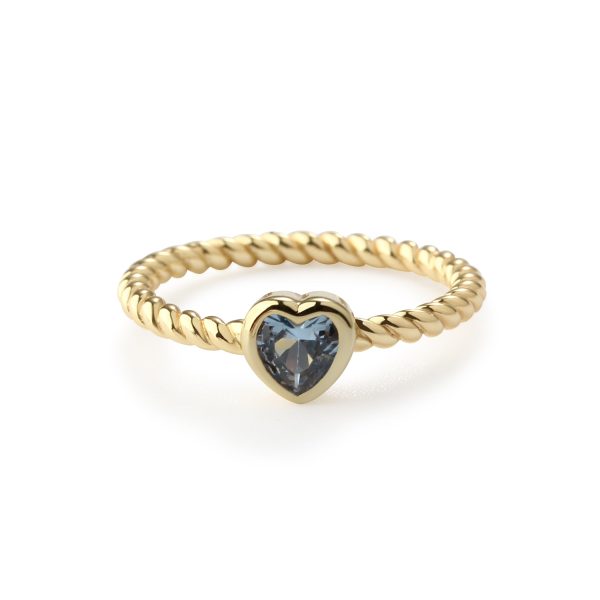 Children’s 14k Gold-Plated Ring with Cubic Zirconia Heart Birthstone