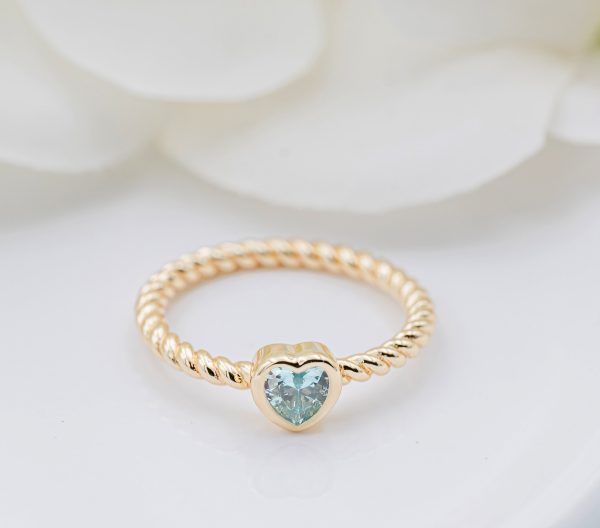 Children’s 14k Gold-Plated Ring with Cubic Zirconia Heart Birthstone