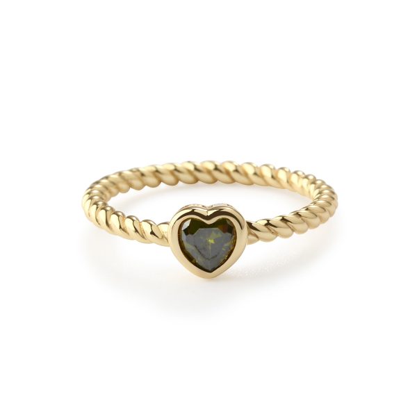 Children’s 14k Gold-Plated Ring with Cubic Zirconia Heart Birthstone