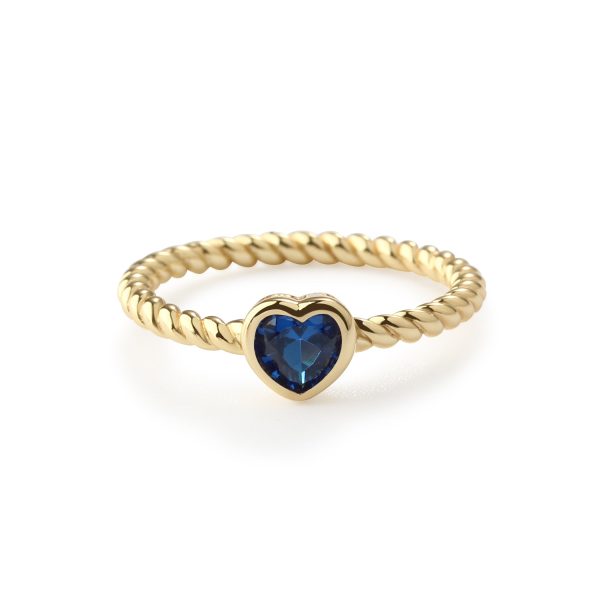 Children’s 14k Gold-Plated Ring with Cubic Zirconia Heart Birthstone