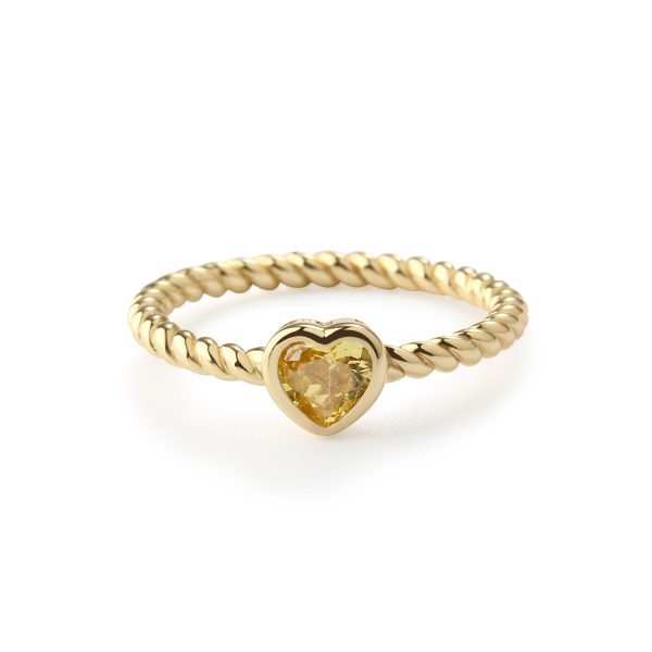 Children’s 14k Gold-Plated Ring with Cubic Zirconia Heart Birthstone