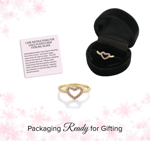 Little Girls 14k Gold-Plated Pink CZ Heart Baby Ring