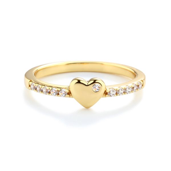 Little Girls Gold-Plated Puff Heart w/Pink CZs Ring for Toddlers and Kids