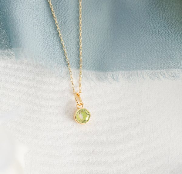 14K Gold Plated Round CZ Birthstone Necklace for Girls, Teens and Women