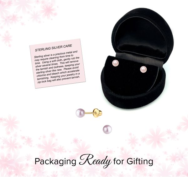 14K Gold-Plated Pink Pearl Earrings for Infants and Kids