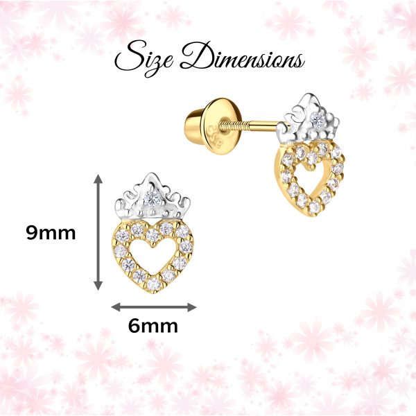 14K Gold and Sterling Silver Princess Tiara Earrings - Earrings