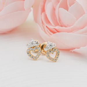14K Gold and Sterling Silver Princess Tiara Earrings - Earrings