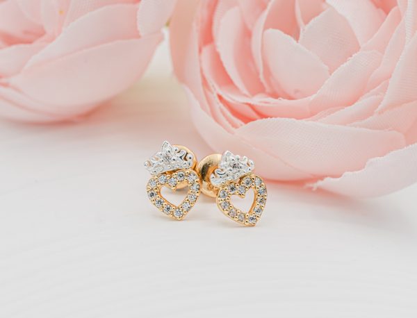 14K Gold and Sterling Silver Princess Tiara Earrings - Earrings