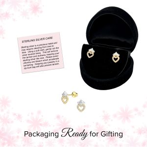 14K Gold and Sterling Silver Princess Tiara Earrings - Earrings