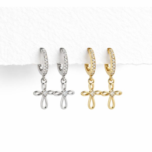 Infinity Cross Dangle Hoop for Girl’s with Cubic Zirconia Accents