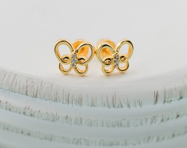 Girl’s Whimsical Looped Butterfly Earrings with Cubic Zarconias