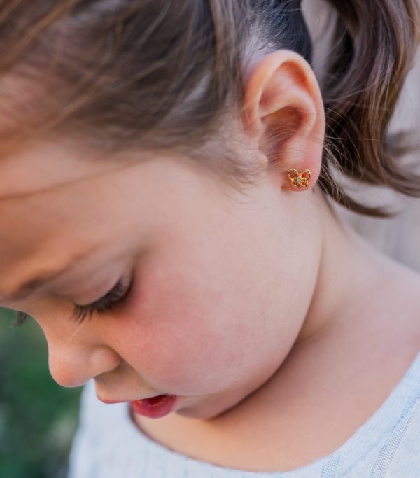 Girl’s Whimsical Looped Butterfly Earrings with Cubic Zarconias