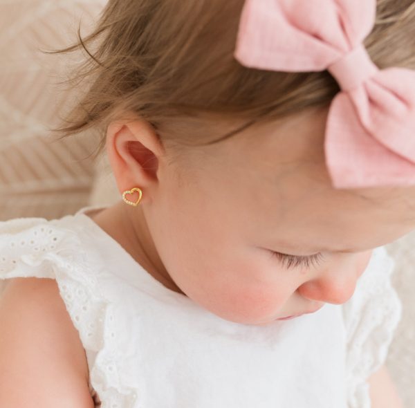 14K Gold-Plated Floating Heart Earrings for Babies, Toddlers and Kids