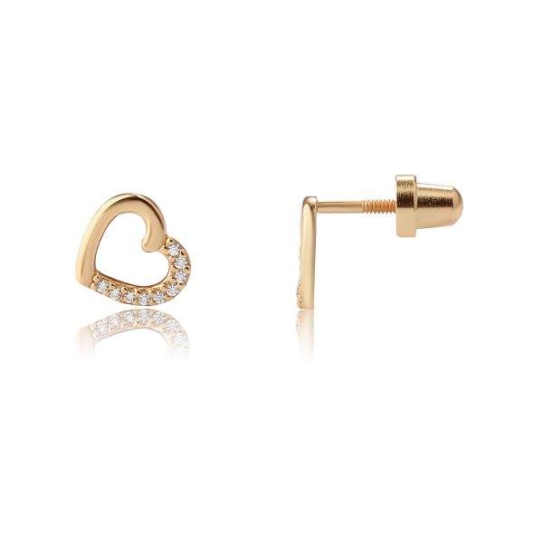 14K Gold-Plated Floating Heart Earrings for Babies, Toddlers and Kids