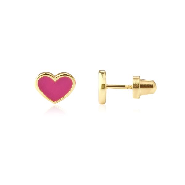 Children’s Hypoallergenic Gold Plated or Silver Fuchsia Pink Heart Earrings