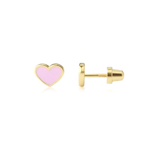 Children’s Hypoallergenic Gold Plated or Silver Fuchsia Pink Heart Earrings