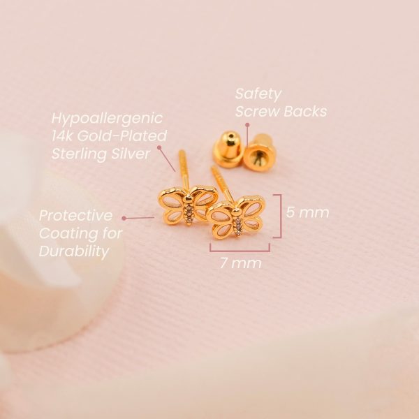 Kid’s Pink Butterfly Earrings with Cubic Zirconias