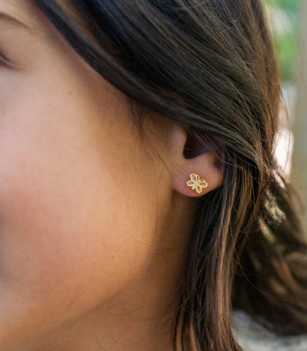 Kid’s Pink Butterfly Earrings with Cubic Zirconias