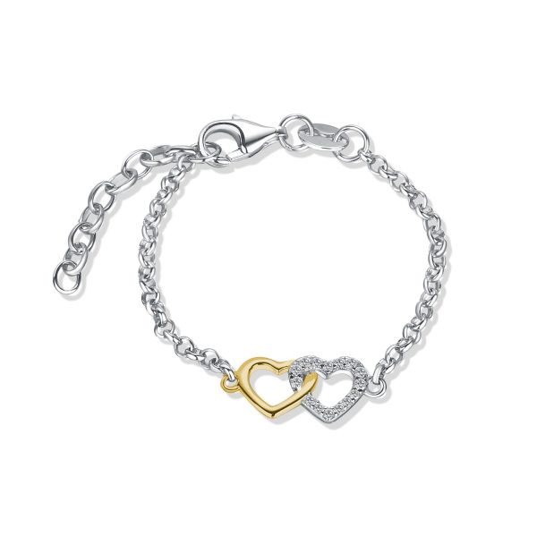 Mom and Me Bracelet Set – Double Hearts Gold-Plated/Sterling Silver