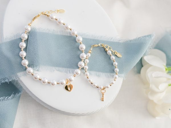 Mom and Me 14K Gold-Plated and Pearl Bracelet Set