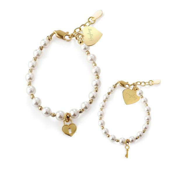 Mom and Me 14K Gold-Plated and Pearl Bracelet Set