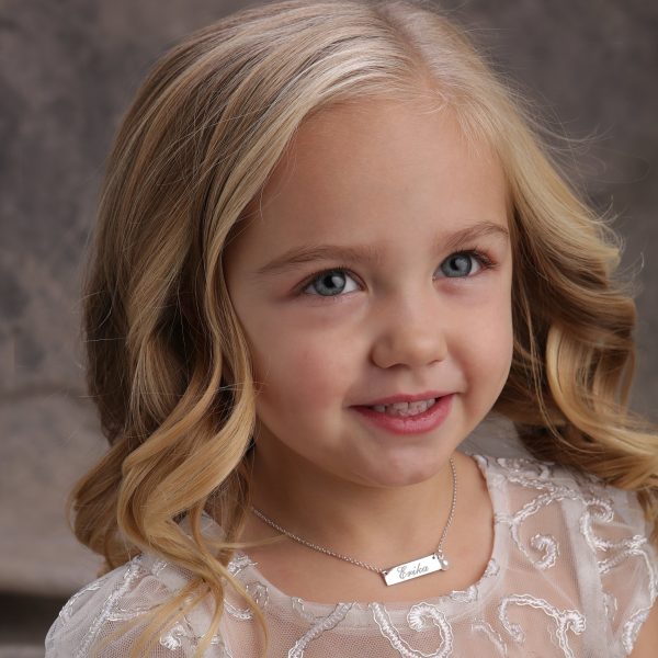 Sterling Silver Children’s Bar Necklace with Pearl (BCN-HBar Pearl)