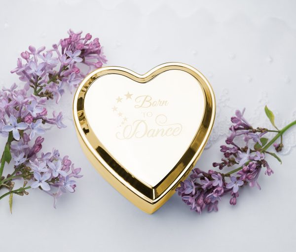 Custom Silver or Gold Heart Dance Jewelry Box with Engraving for Girls