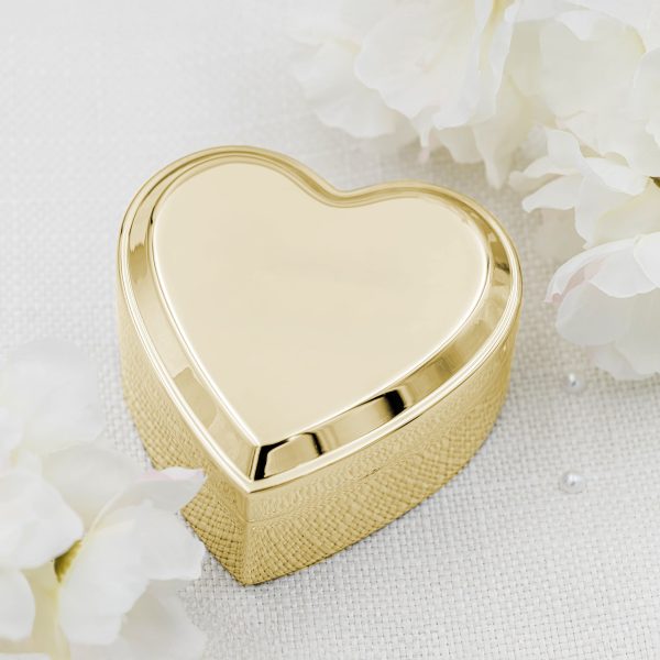 Custom Gold or Silver Heart Jewelry or Keepsake Box with Personalized Engraving