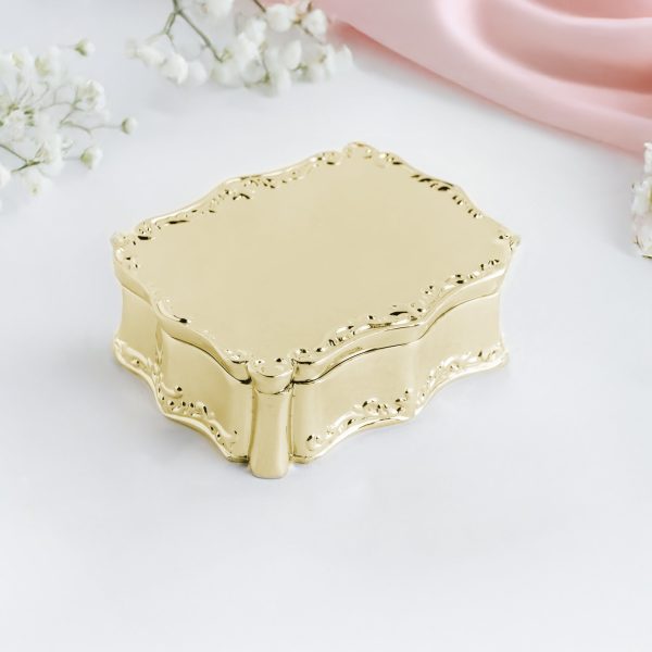 Custom Gold or Silver Rectangle Jewelry Box with Personalized Engraving