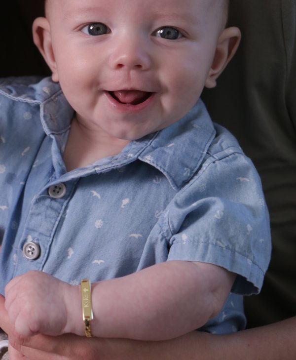 14K Gold-Plated or Sterling Silver I.D. Bracelet for Babies and Kids with FREE Engraving-Cross