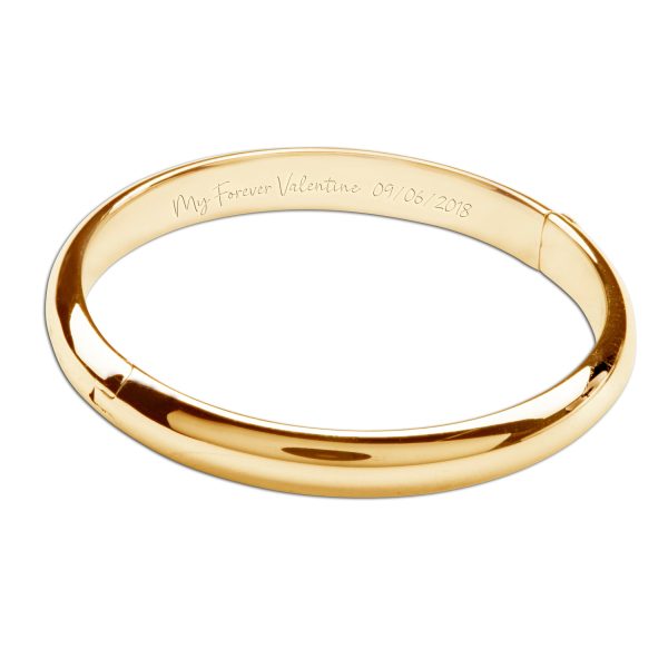 14K Gold-Plated Bangle Bracelet for Babies, Kids, or Women with FREE Engraving – Classic
