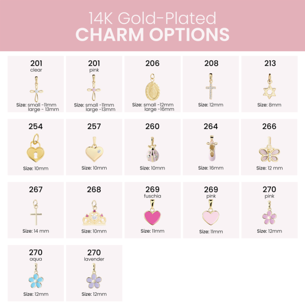 14K Gold-Plated Charms for Bracelets or Necklaces, Individual Charms