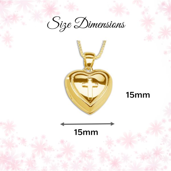 14K Gold Plated Children’s Heart Locket with Cross First Communion Gift