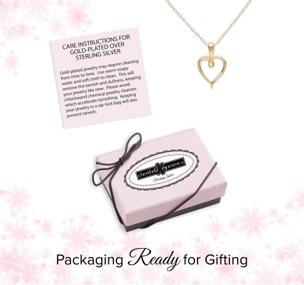 14K Gold Plated Children's Open Heart Necklace for Girls with gift box