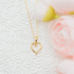 14K Gold Plated Children's Open Heart Necklace for Communion
