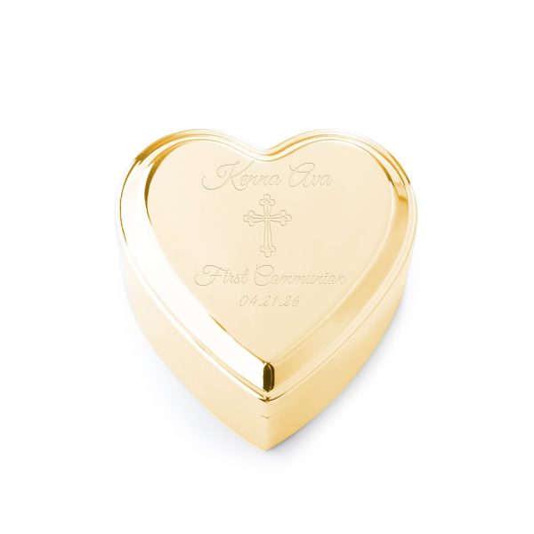 Custom Gold or Silver Heart Jewelry or Keepsake Box with Personalized Engraving