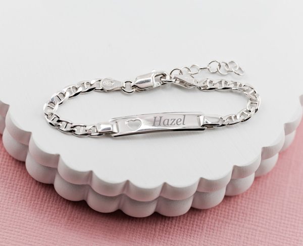14K Gold-Plated or Sterling Silver I.D. Bracelet for Kids with FREE Engraving-Heart